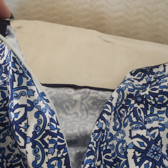 Milly Blue and White Patterned Midi Skirt - Picture 3 of 6